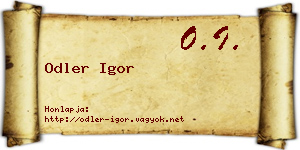 Odler Igor névjegykártya